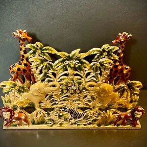 vtg Brass Safari Animal Letter Holder